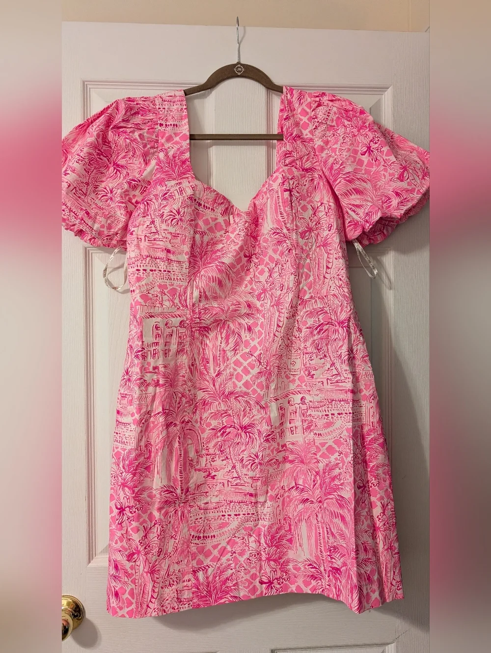 Lilly Pulitzer Merian Dress Pink Blossom Palm Beach Paradise Size 16 - Picture 2 of 14